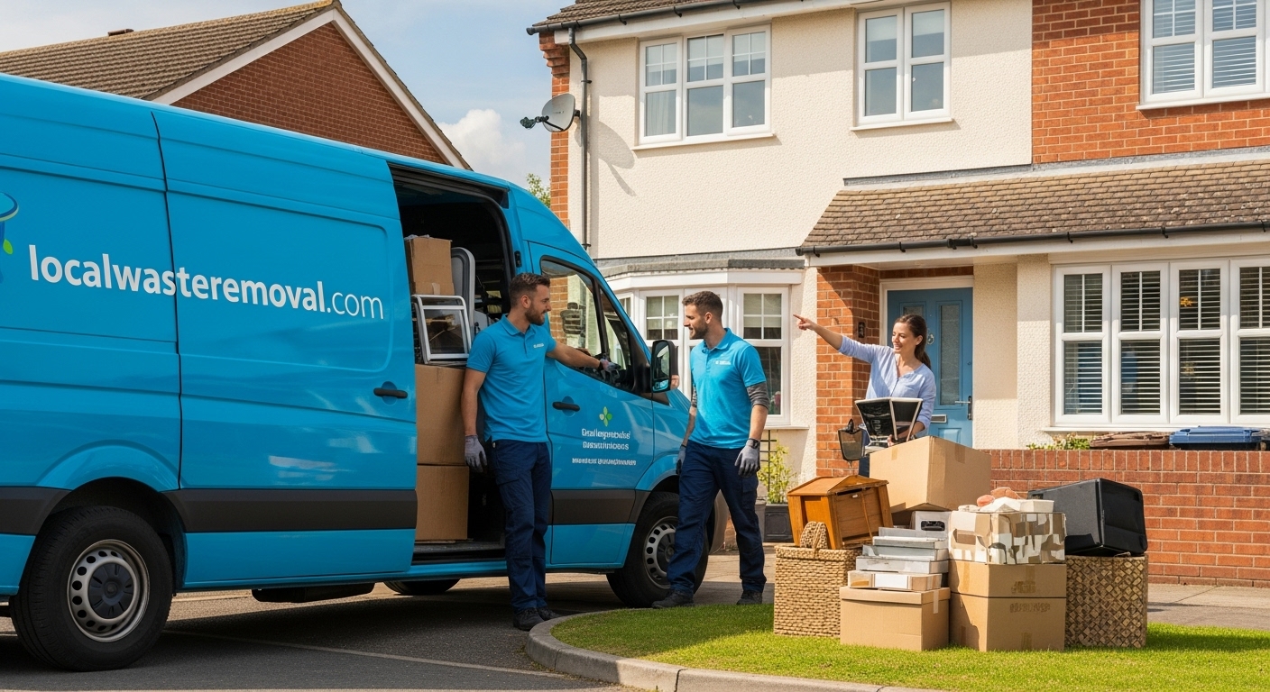 Professional Rubbish Removal team in Mere Green loading waste into van