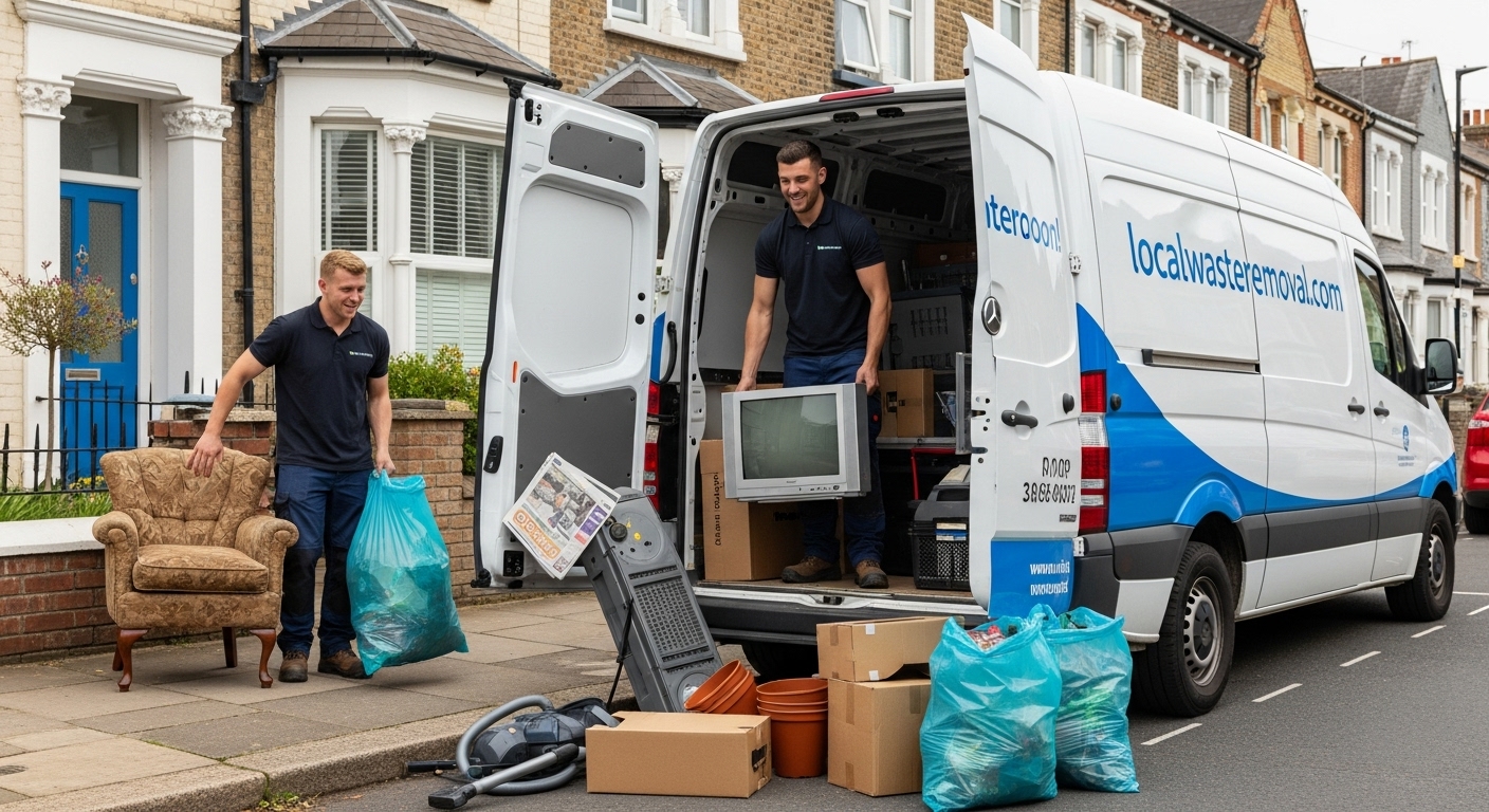 Professional Rubbish Removal team in Moseley loading waste into van
