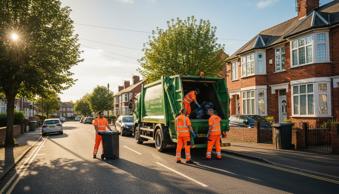 Professional Rubbish Removal team in Rednal loading waste into van