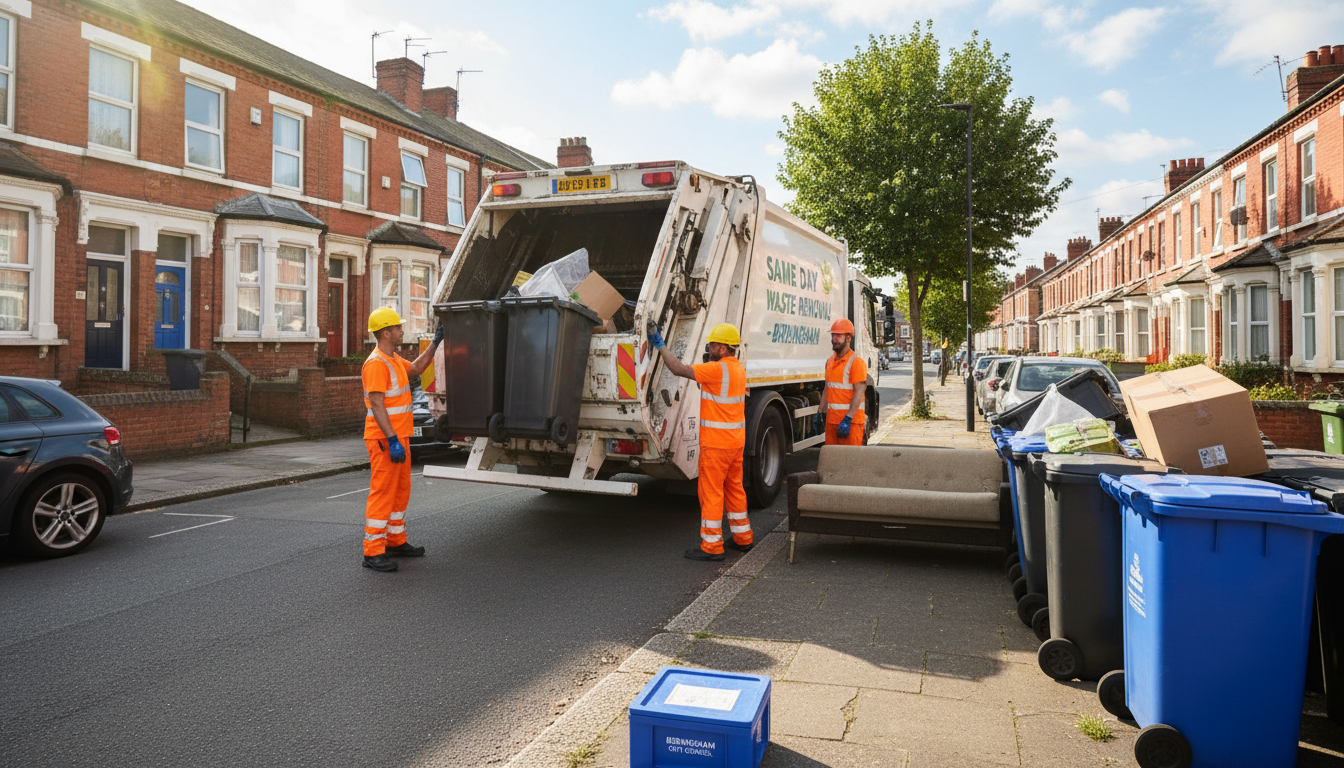 Professional Same Day Waste Removal team in Birmingham loading waste into van
