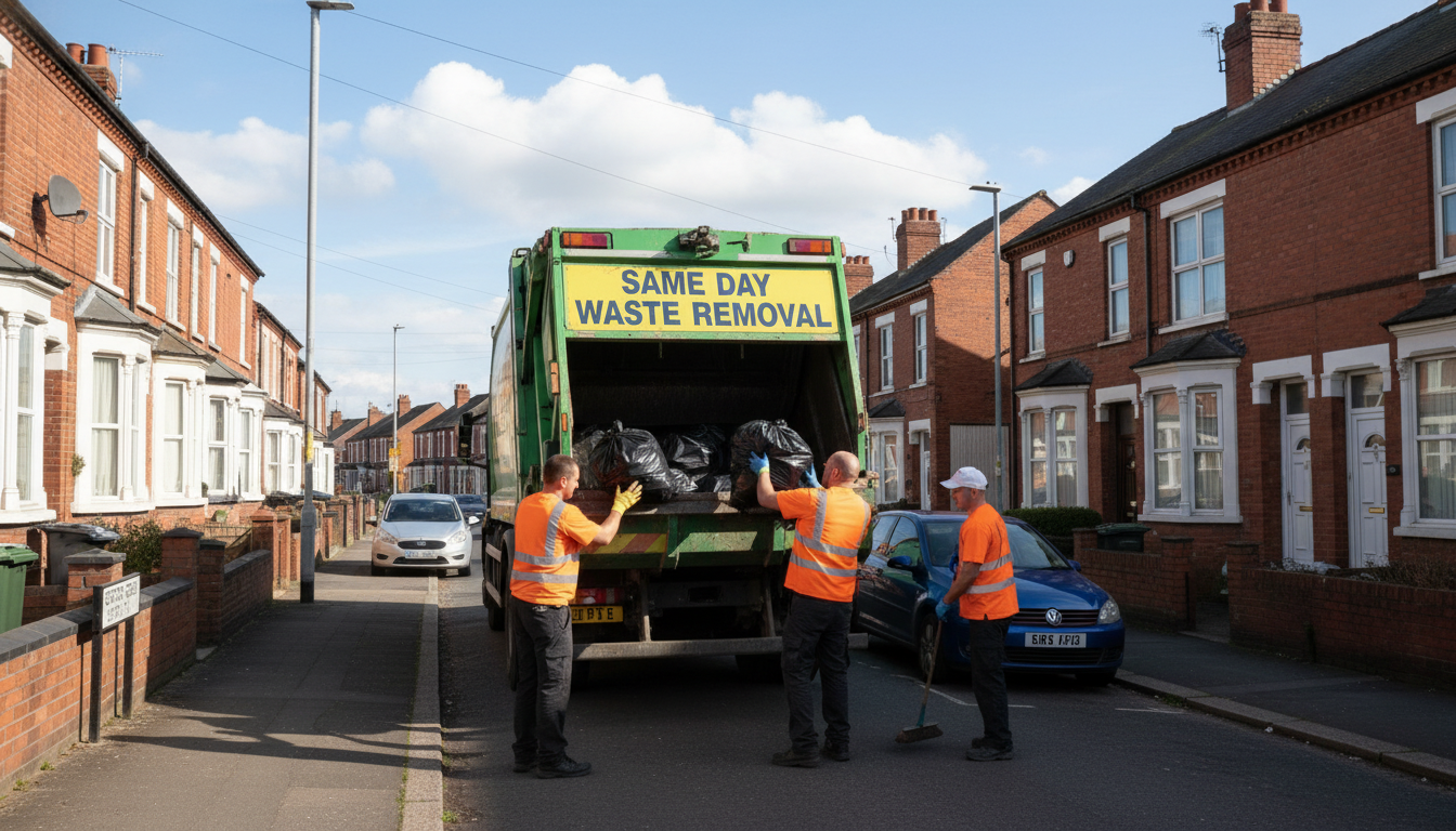 Professional Same Day Waste Removal team in Gosford Green loading waste into van