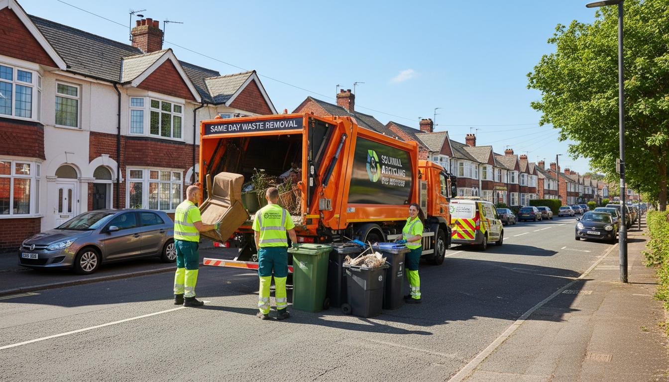Professional Same Day Waste Removal team in Solihull loading waste into van