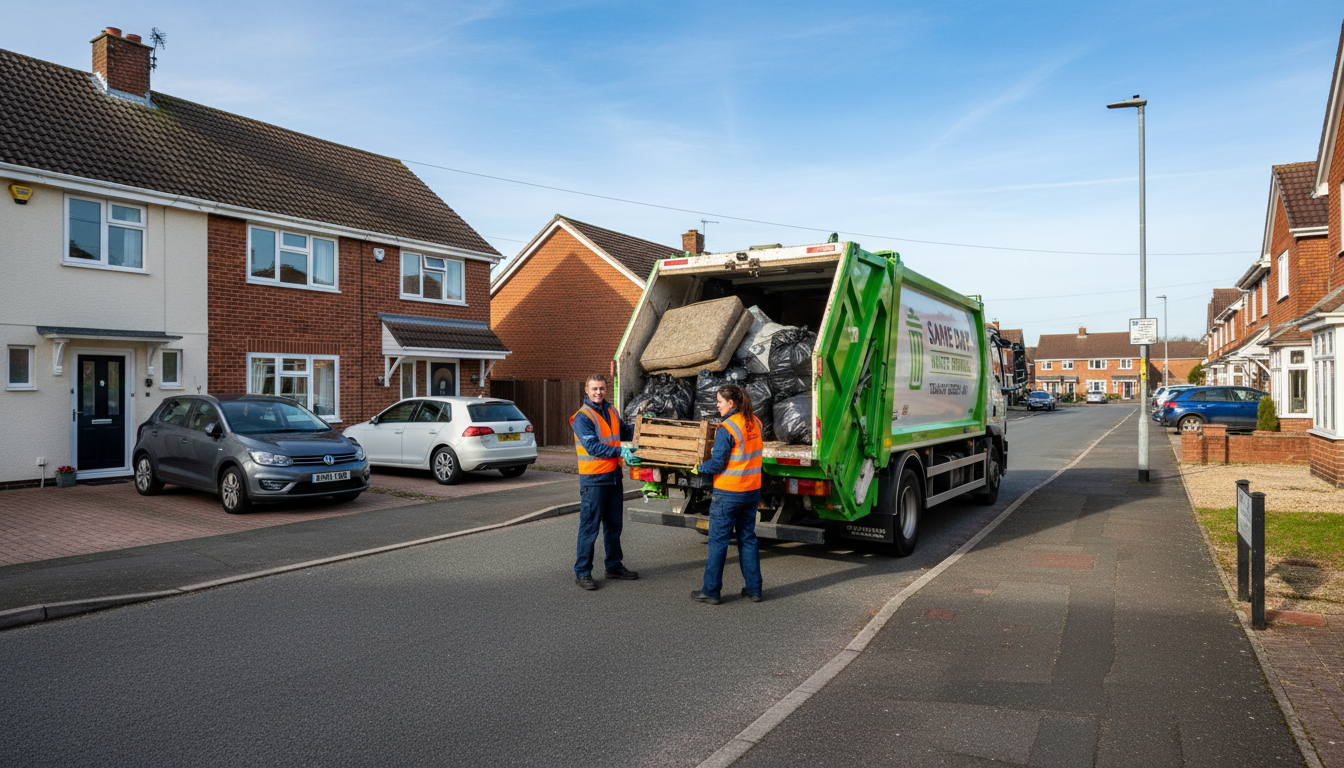Professional Same Day Waste Removal team in Tidbury Green loading waste into van