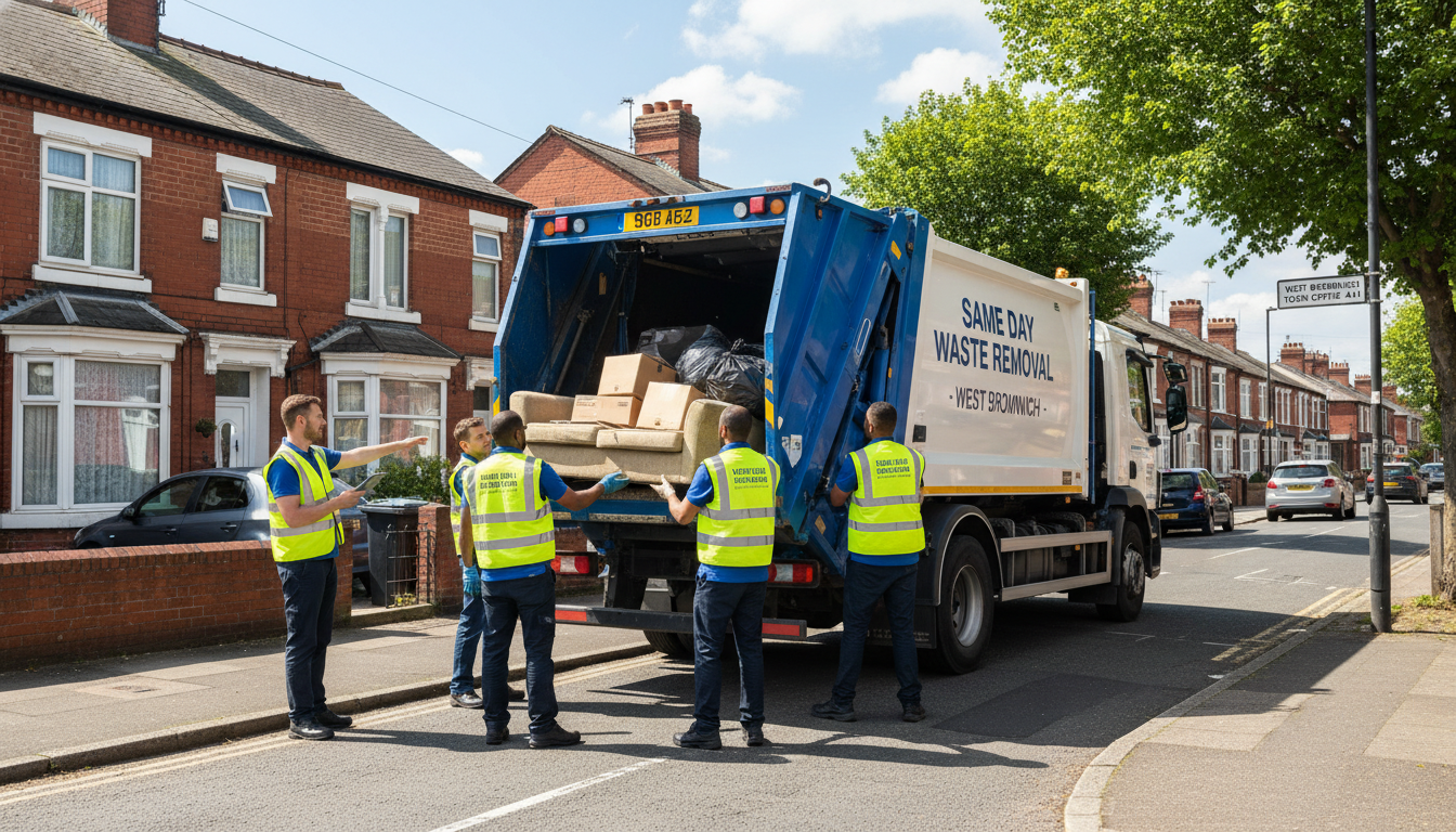 Professional Same Day Waste Removal team in West Bromwich loading waste into van