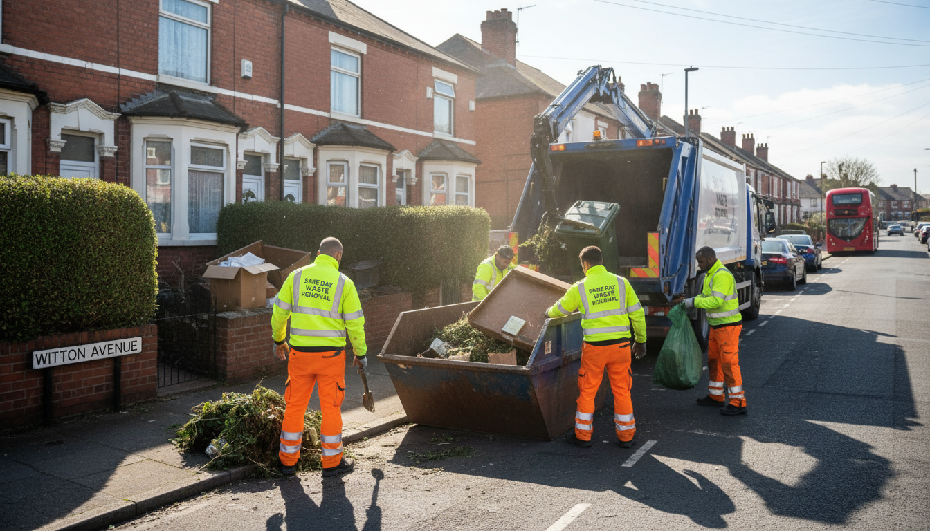 Professional Same Day Waste Removal team in Witton loading waste into van
