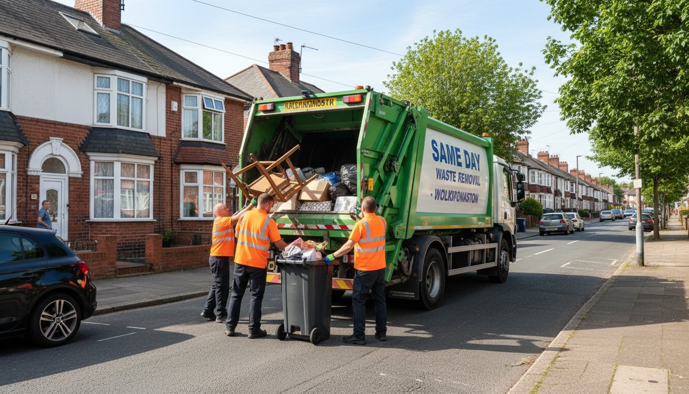 Professional Same Day Waste Removal team in Wolverhampton loading waste into van