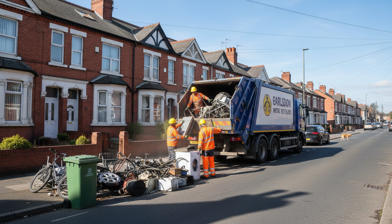 Professional Scrap Metal Removal team in Earlsdon loading waste into van