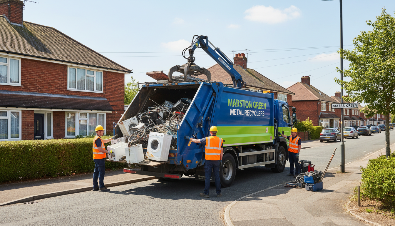 Professional Scrap Metal Removal team in Marston Green loading waste into van