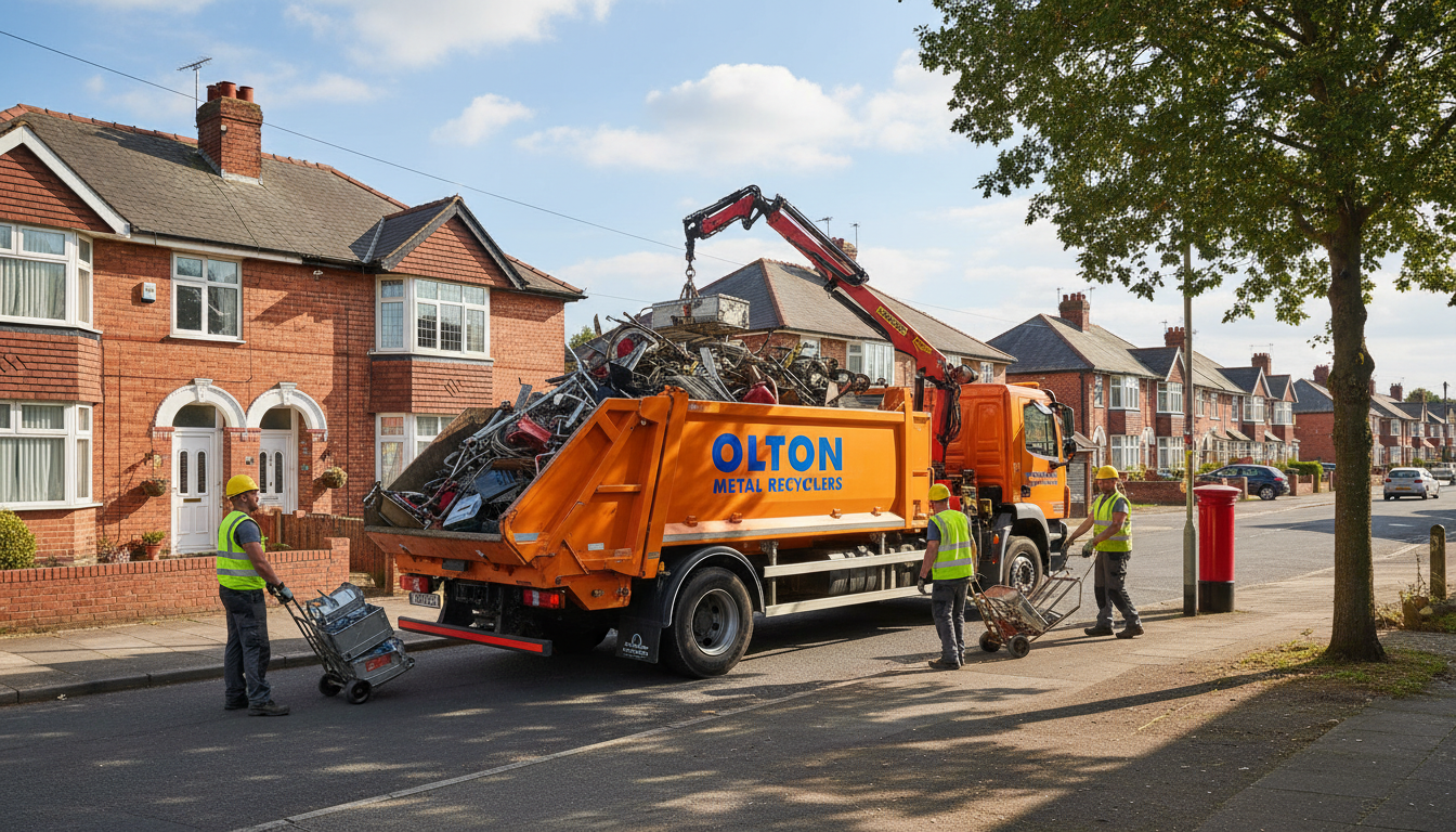 Professional Scrap Metal Removal team in Olton loading waste into van