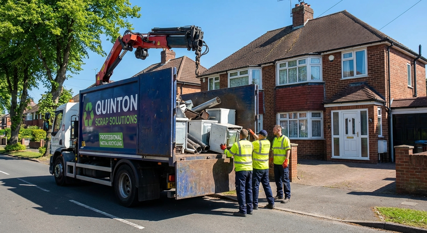 Professional Scrap Metal Removal team in Quinton loading waste into van