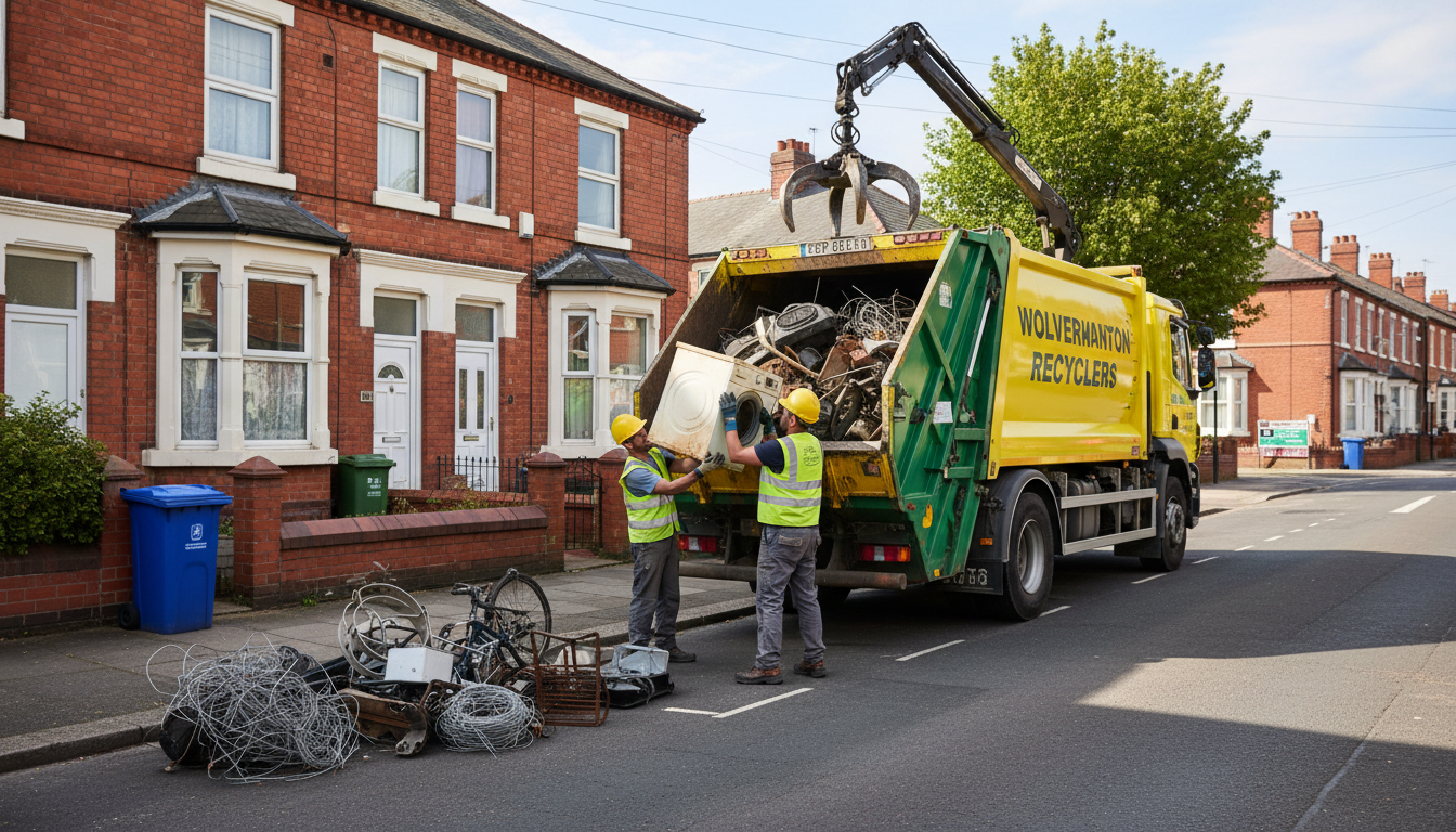 Professional Scrap Metal Removal team in Wolverhampton loading waste into van