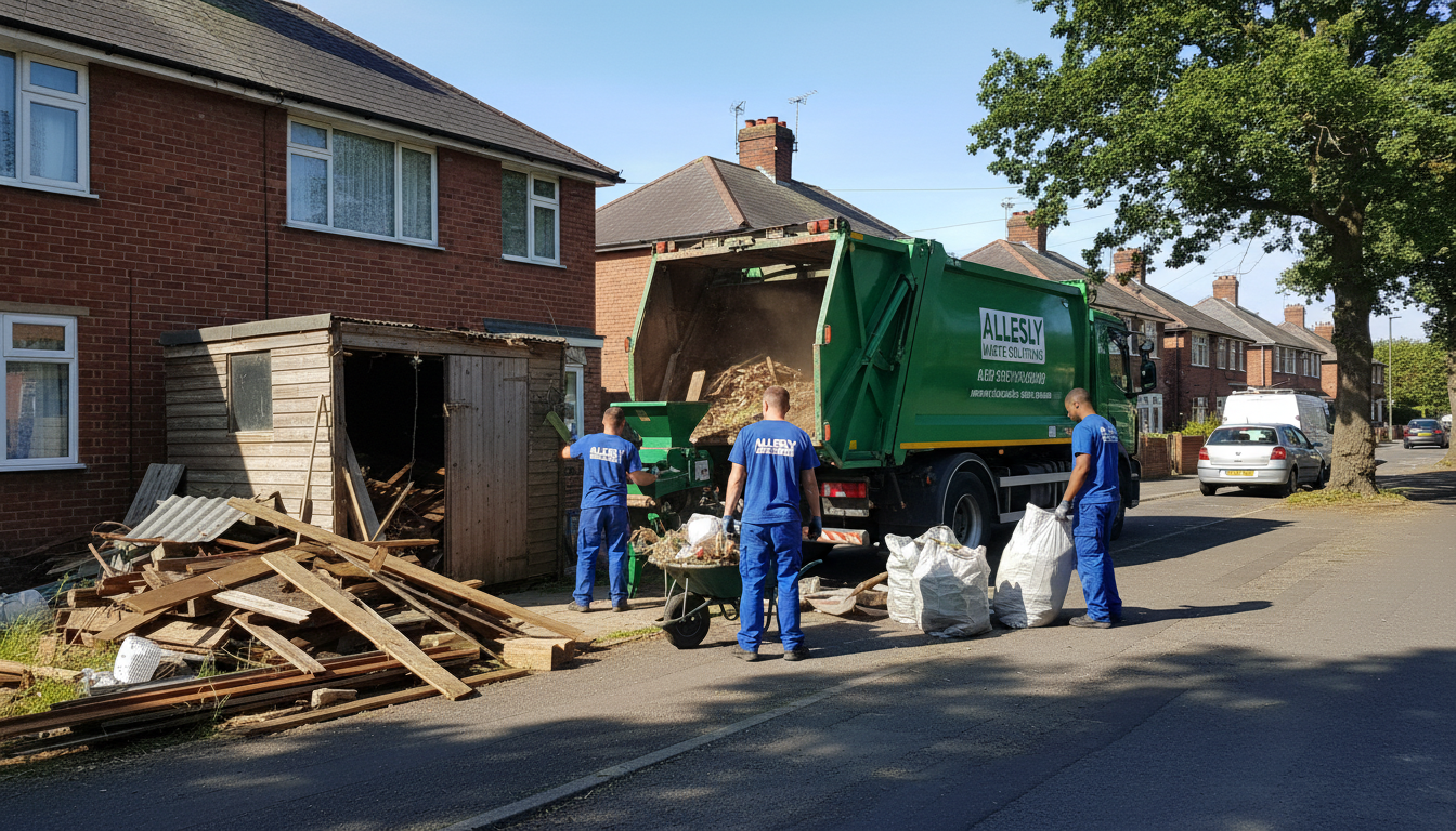 Professional Shed Clearance team in Allesley loading waste into van