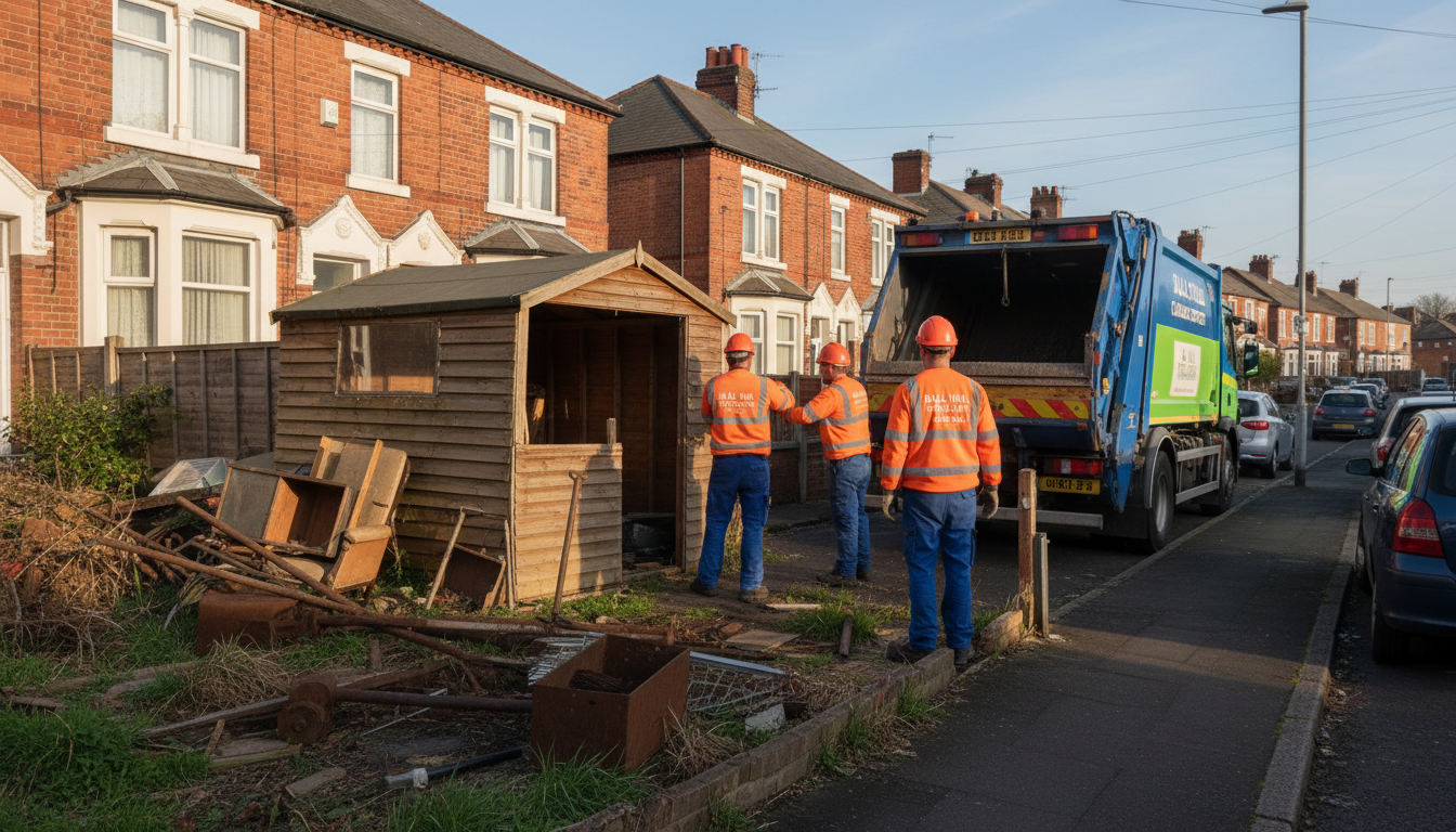 Professional Shed Clearance team in Ball Hill loading waste into van