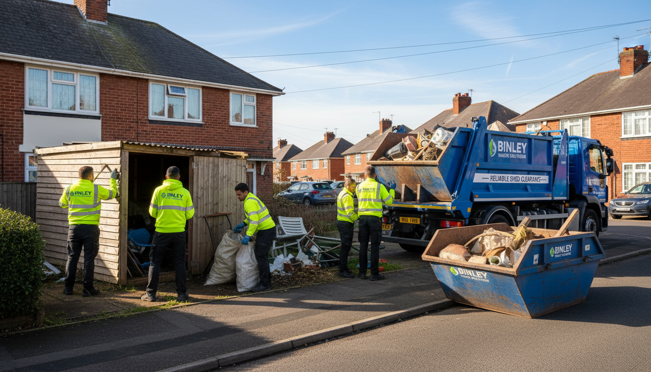 Professional Shed Clearance team in Binley loading waste into van