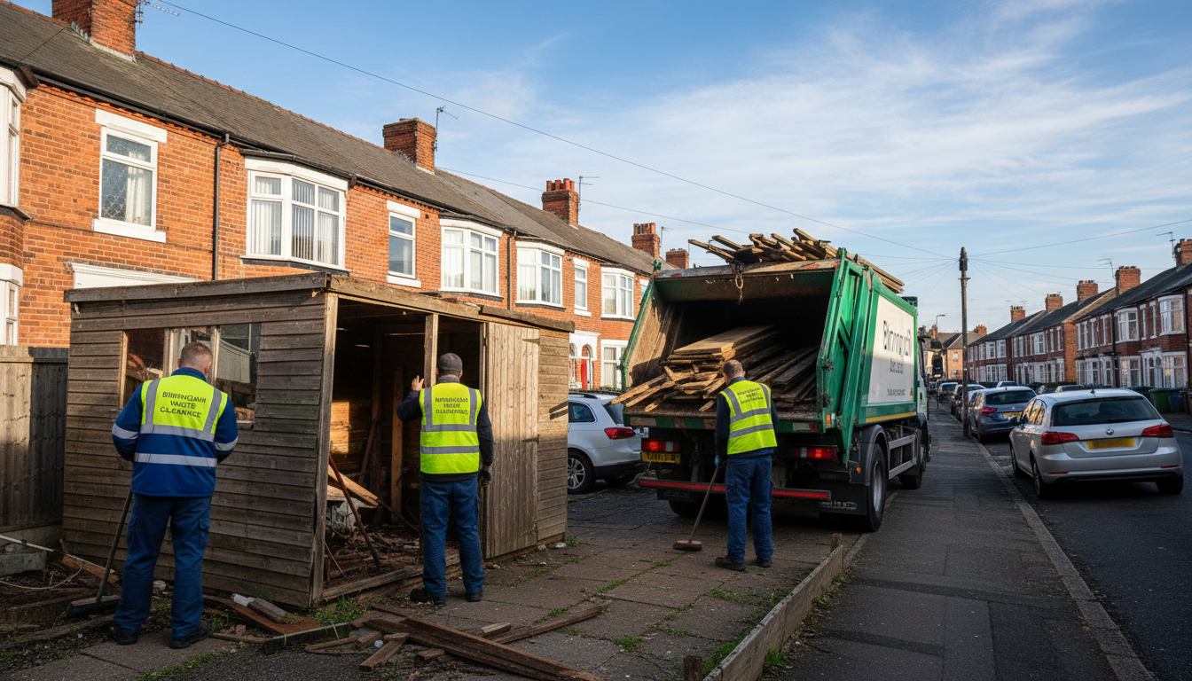 Professional Shed Clearance team in Birmingham loading waste into van