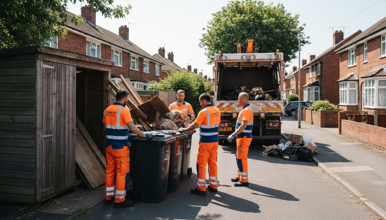 Professional Shed Clearance team in Canley loading waste into van