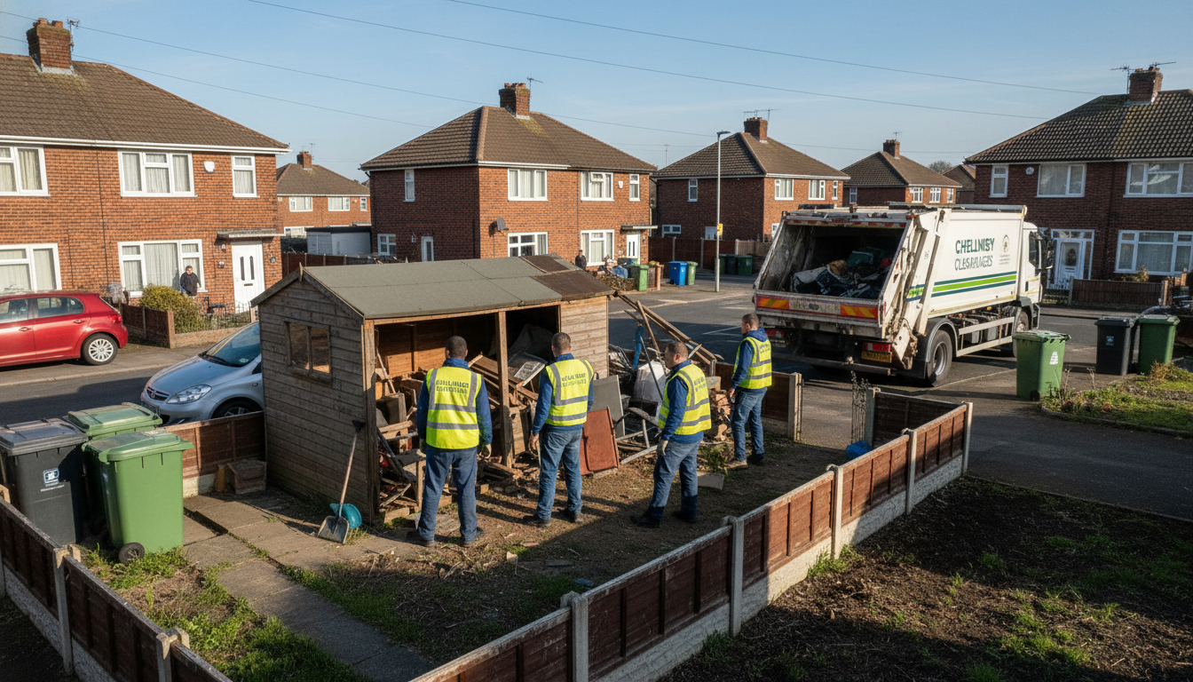 Professional Shed Clearance team in Chelmsley Wood loading waste into van