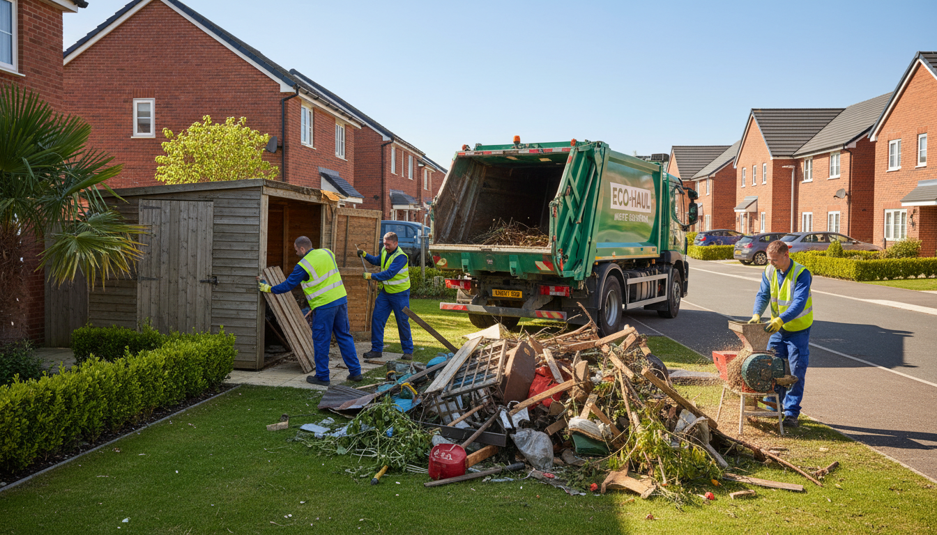 Professional Shed Clearance team in Dickens Heath loading waste into van
