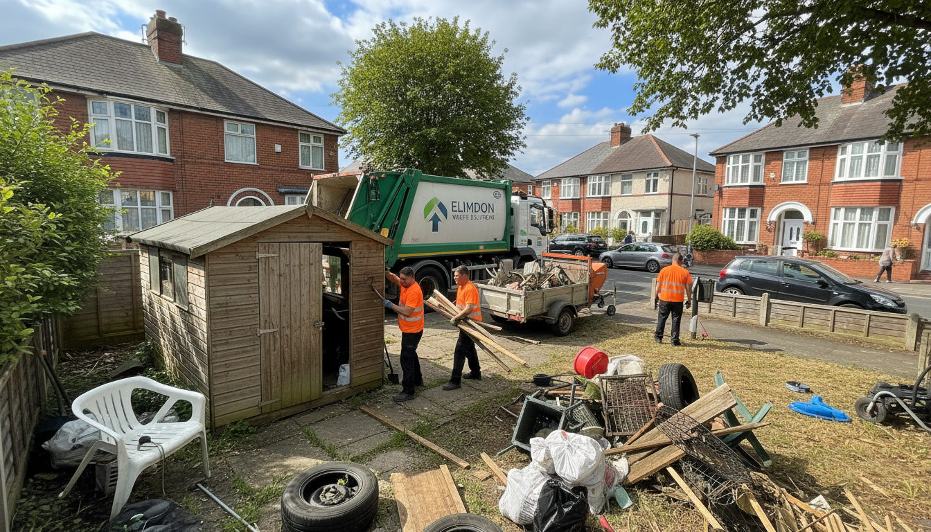 Professional Shed Clearance team in Elmdon loading waste into van
