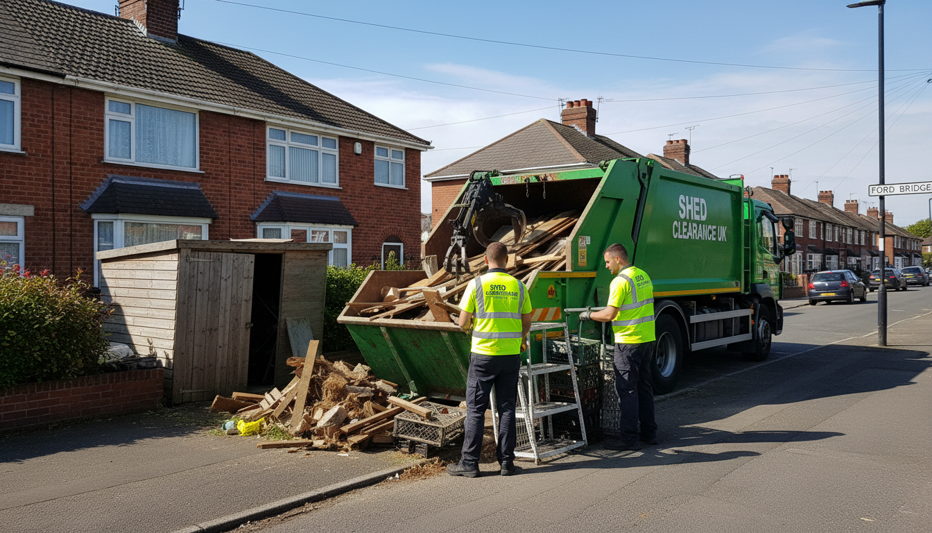 Professional Shed Clearance team in Fordbridge loading waste into van