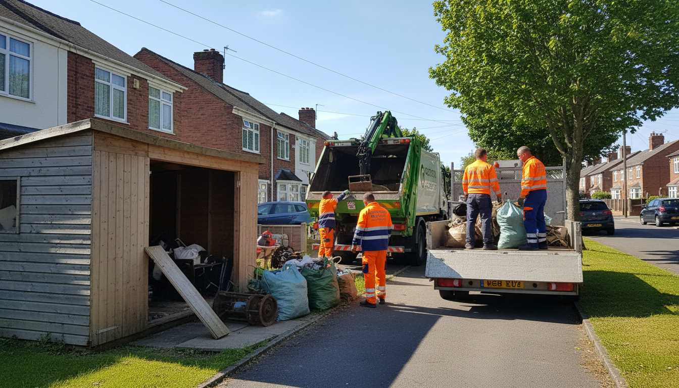 Professional Shed Clearance team in Gosford Green loading waste into van