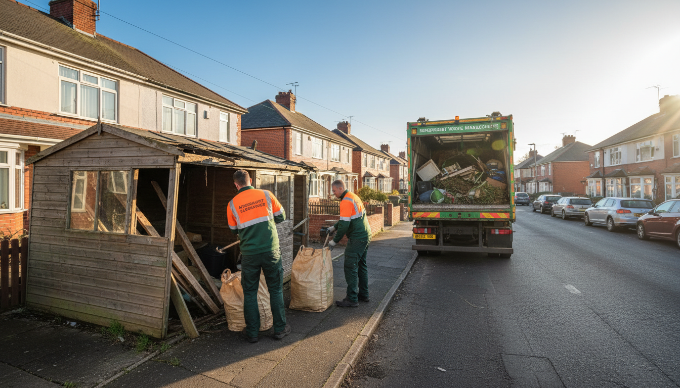 Professional Shed Clearance team in Kingshurst loading waste into van