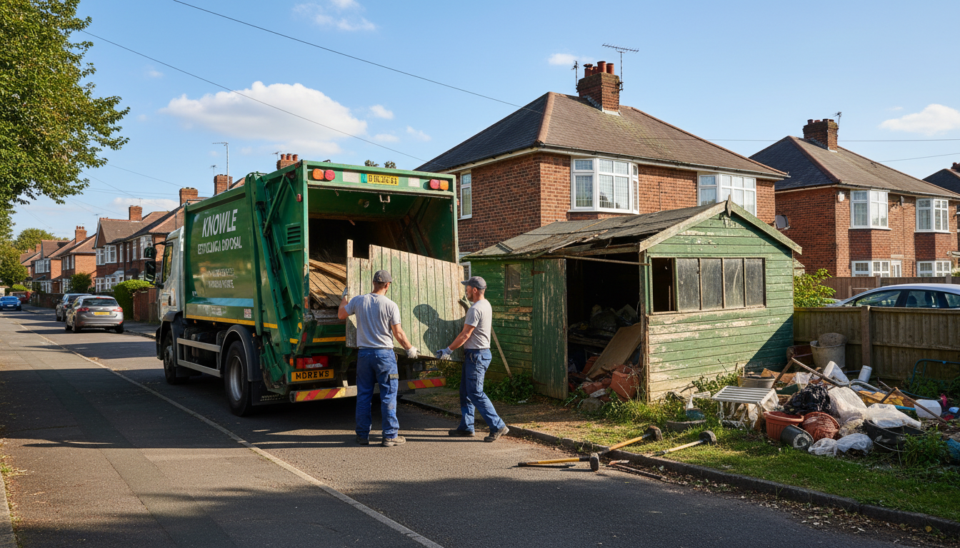Professional Shed Clearance team in Knowle loading waste into van