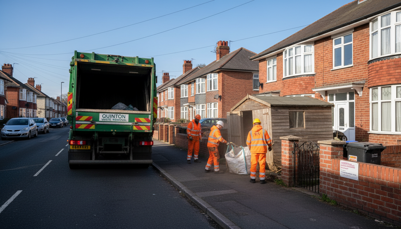 Professional Shed Clearance team in Quinton loading waste into van