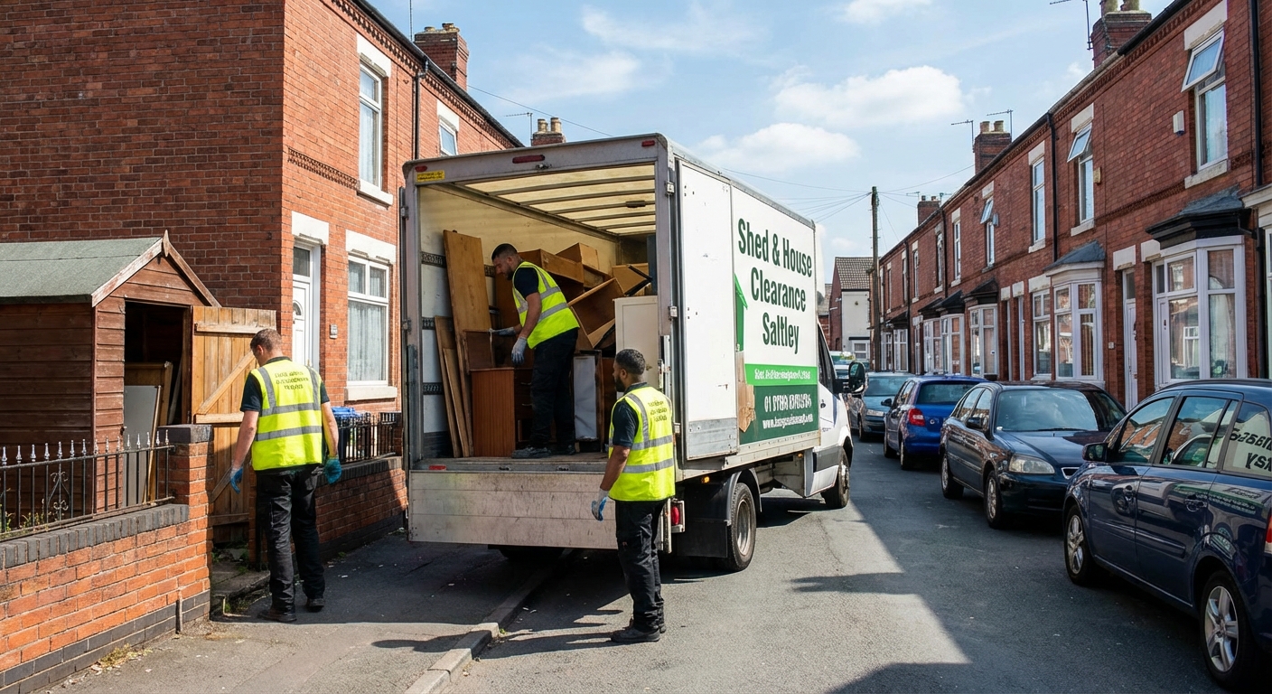 Professional Shed Clearance team in Saltley loading waste into van
