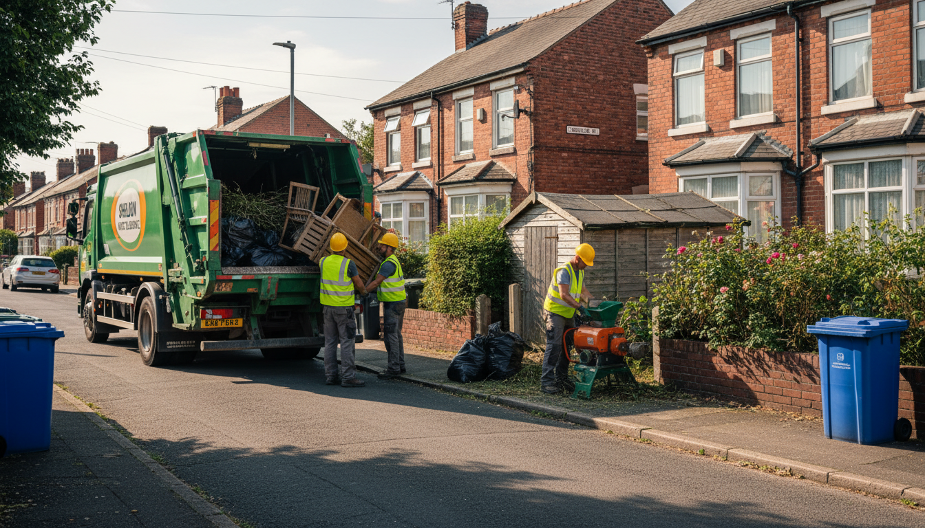 Professional Shed Clearance team in Sheldon loading waste into van