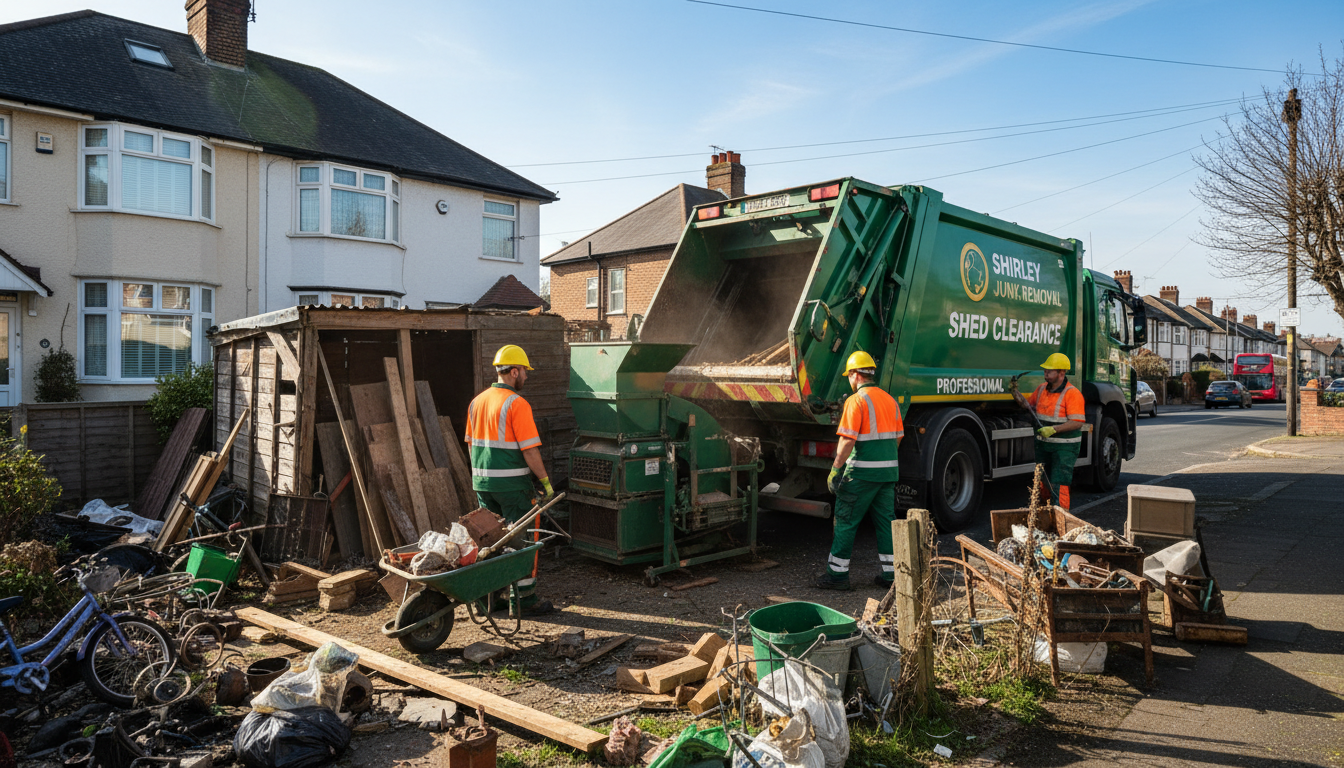 Professional Shed Clearance team in Shirley loading waste into van
