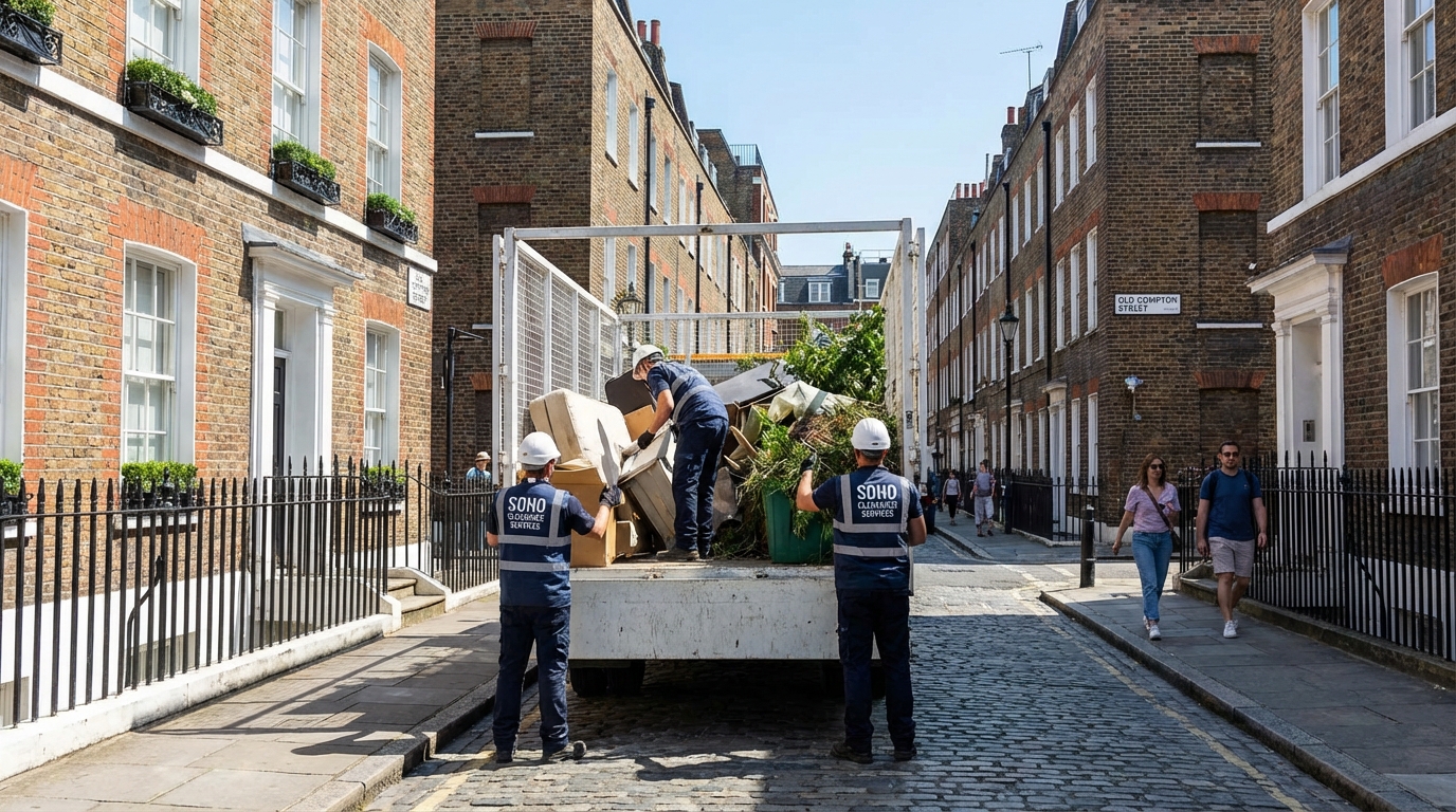 Professional Shed Clearance team in Soho loading waste into van
