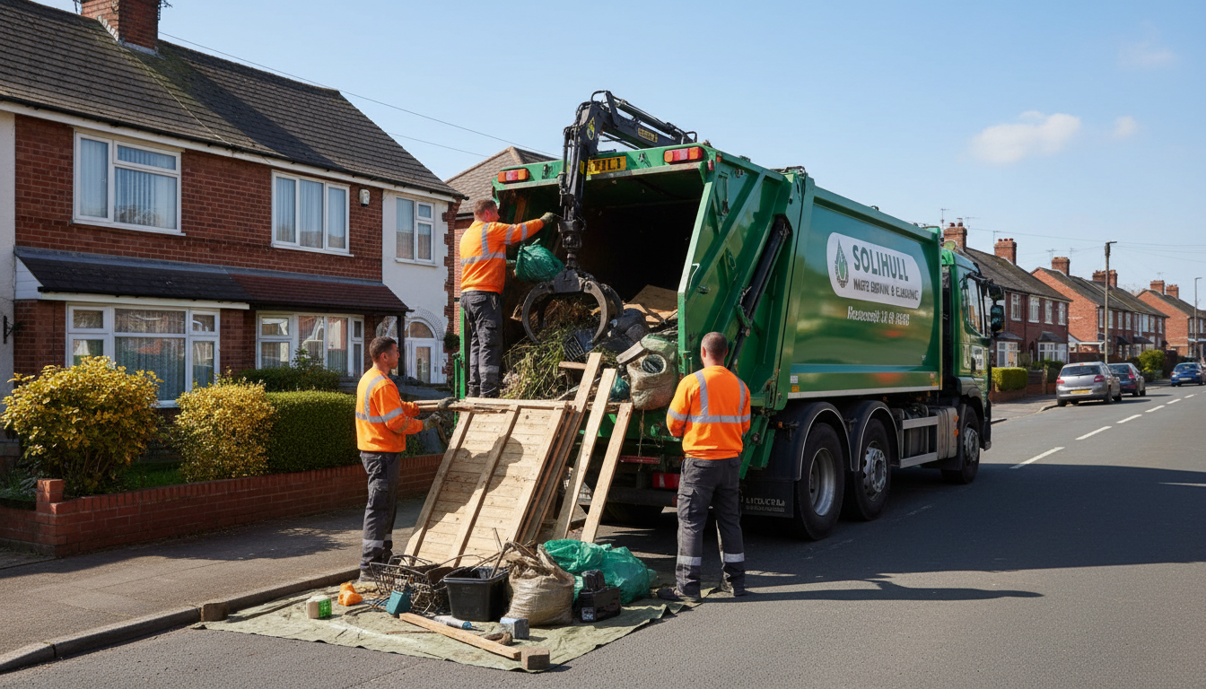 Professional Shed Clearance team in Solihull loading waste into van