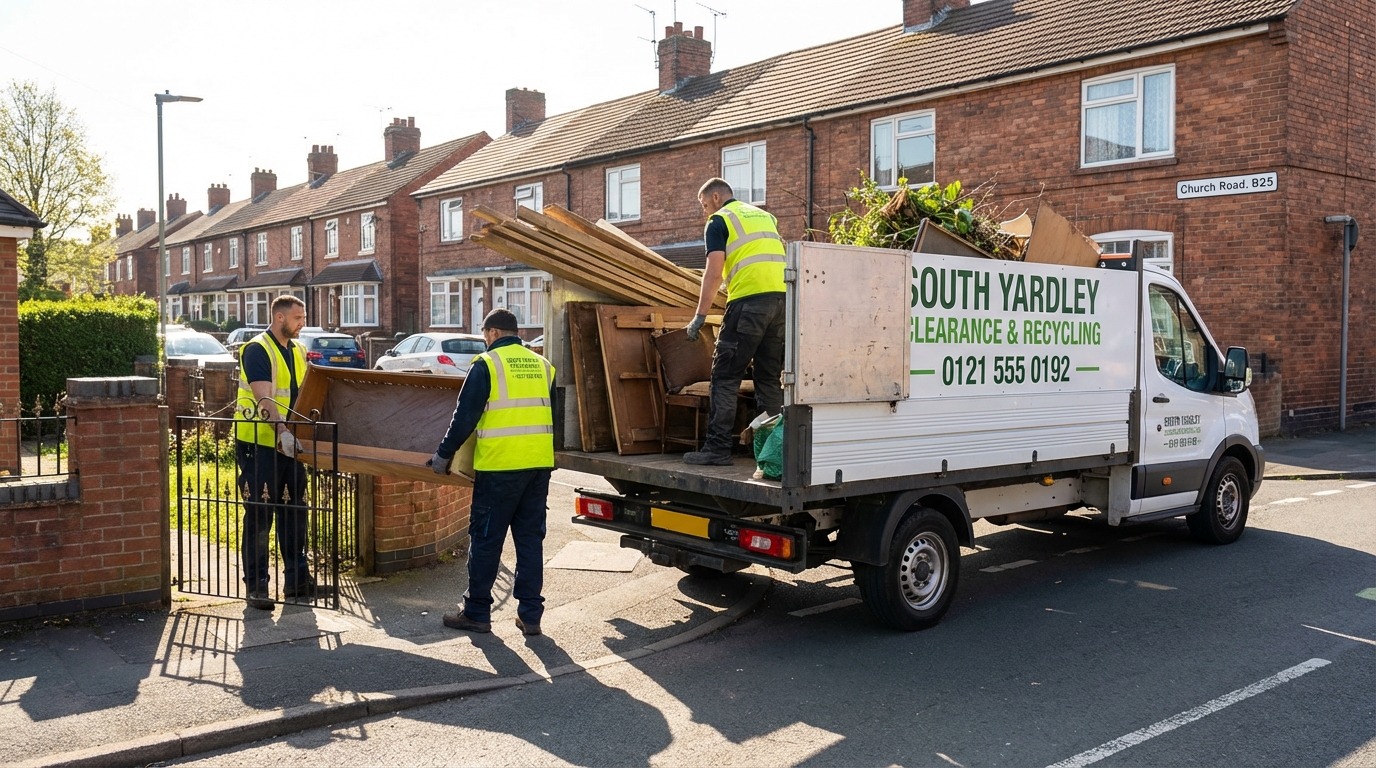 Professional Shed Clearance team in South Yardley loading waste into van