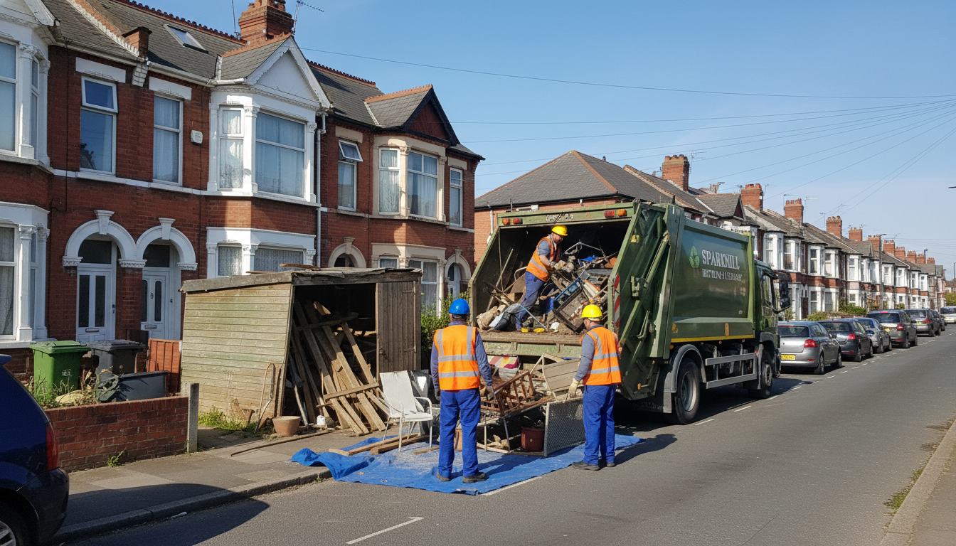 Professional Shed Clearance team in Sparkhill loading waste into van