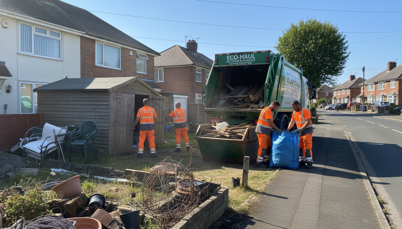 Professional Shed Clearance team in Sutton Coldfield loading waste into van