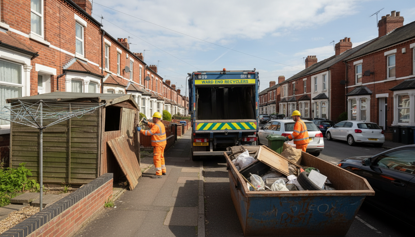 Professional Shed Clearance team in Ward End loading waste into van