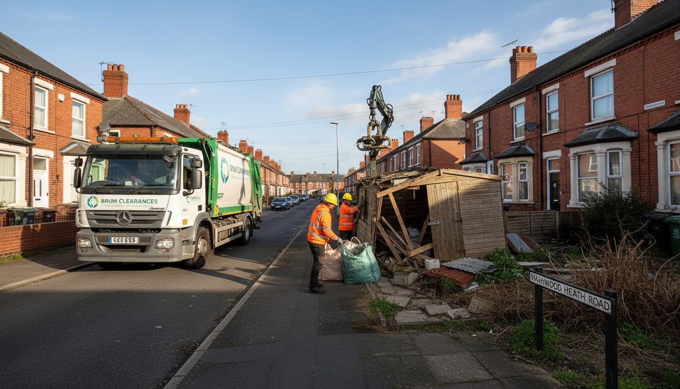 Professional Shed Clearance team in Washwood Heath loading waste into van