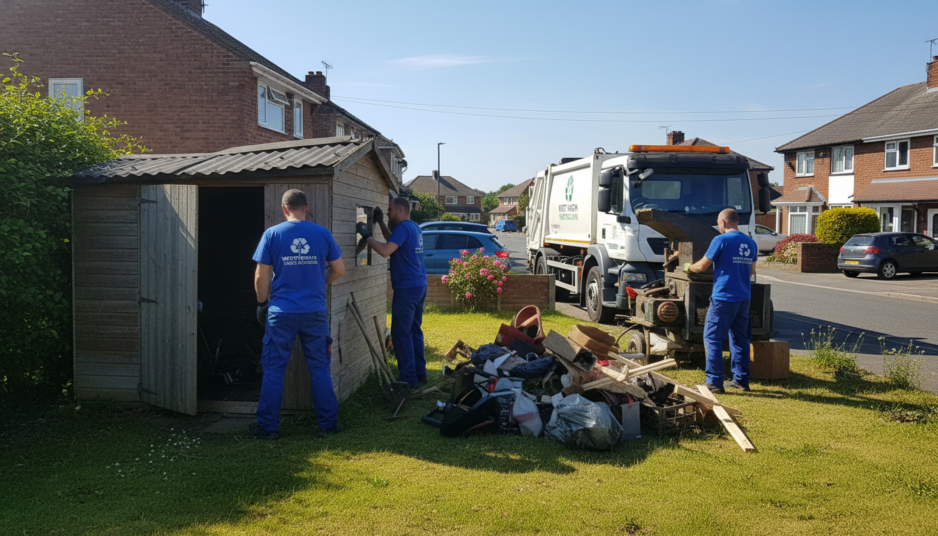 Professional Shed Clearance team in West Heath loading waste into van