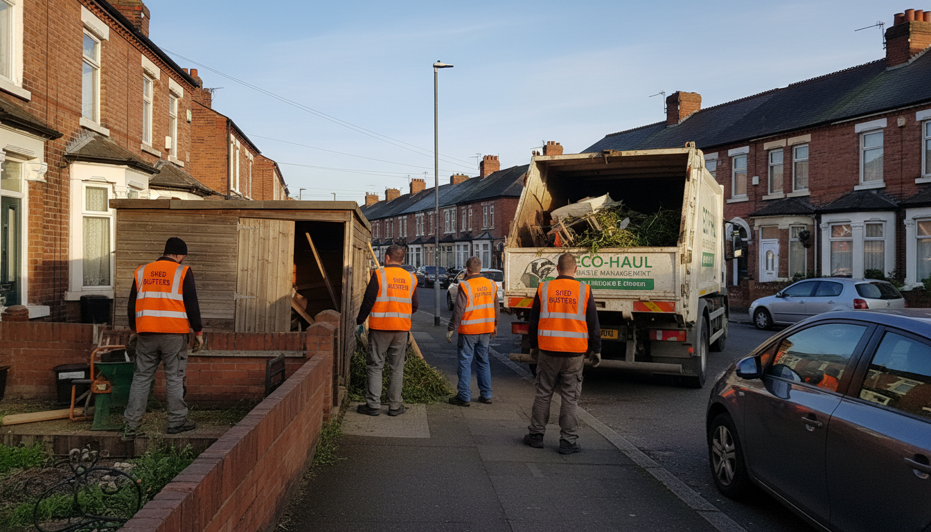 Professional Shed Clearance team in Winson Green loading waste into van