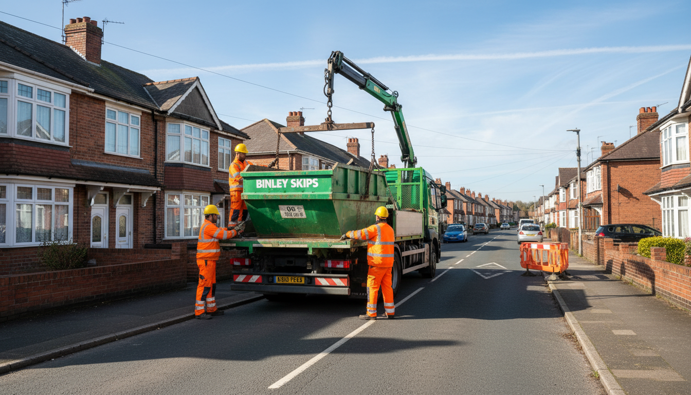 Professional Skip Hire team in Binley loading waste into van