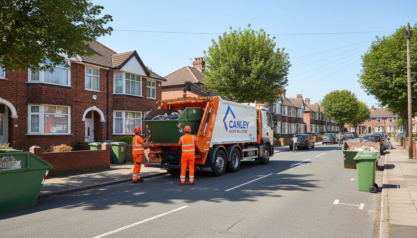 Professional Skip Hire team in Canley loading waste into van