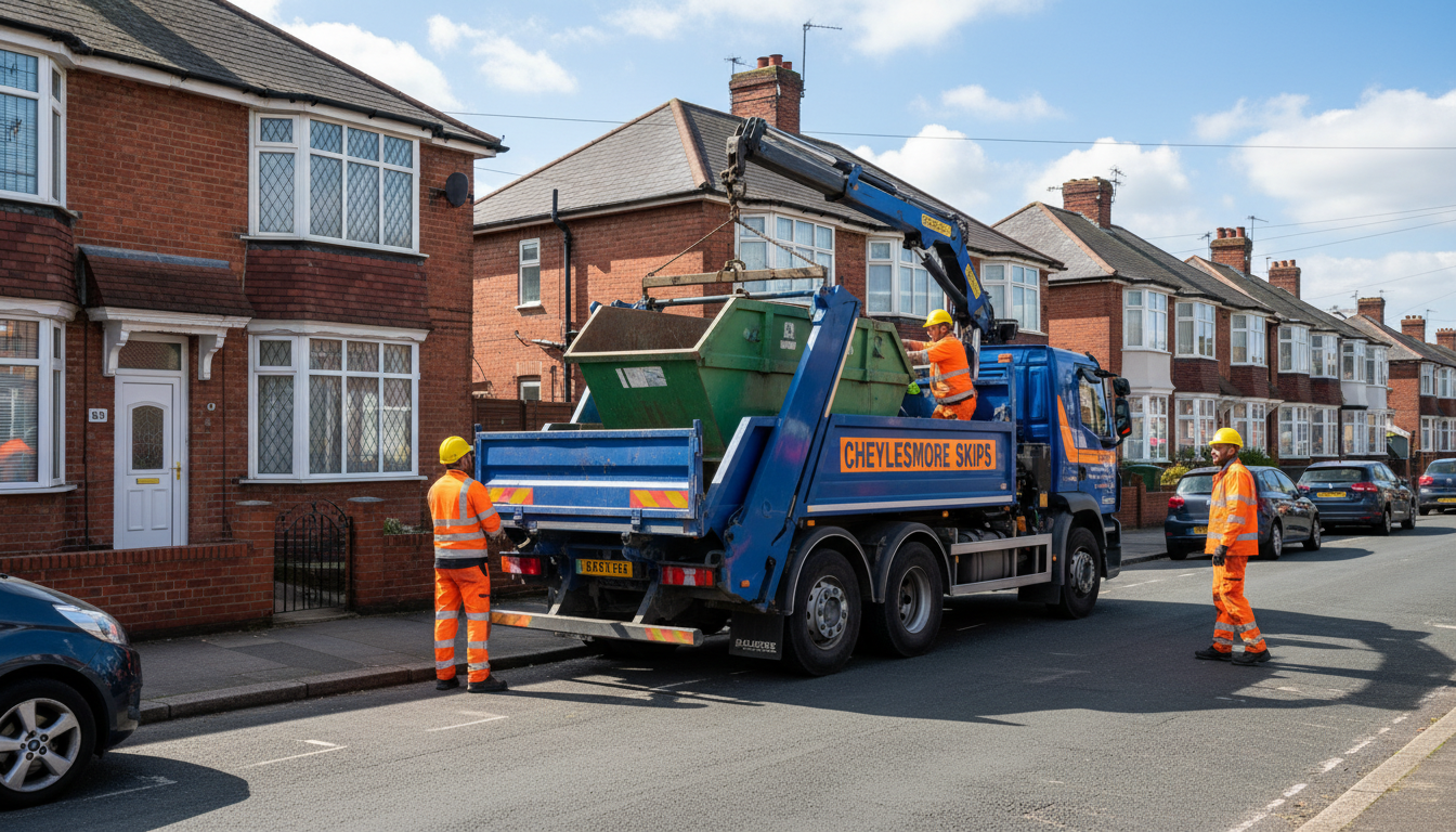Professional Skip Hire team in Cheylesmore loading waste into van