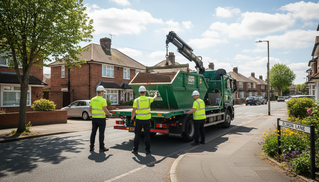 Professional Skip Hire team in Elmdon loading waste into van
