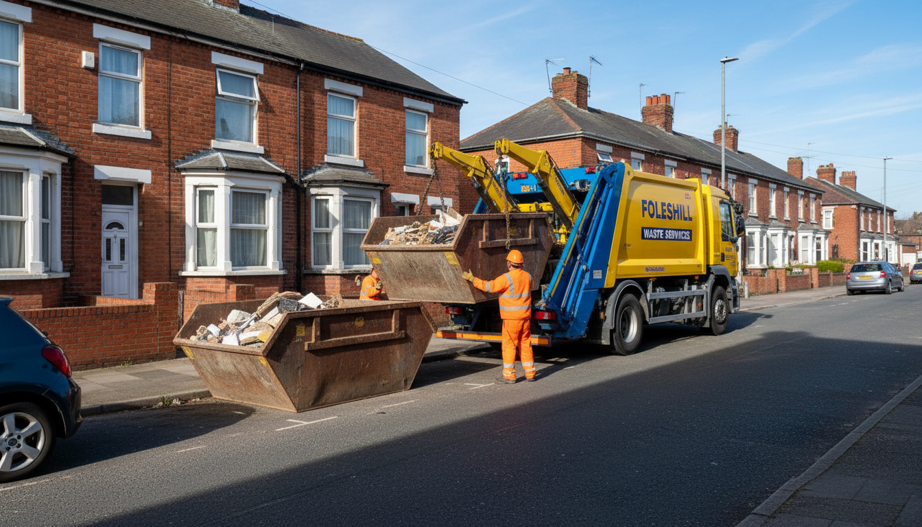 Professional Skip Hire team in Foleshill loading waste into van