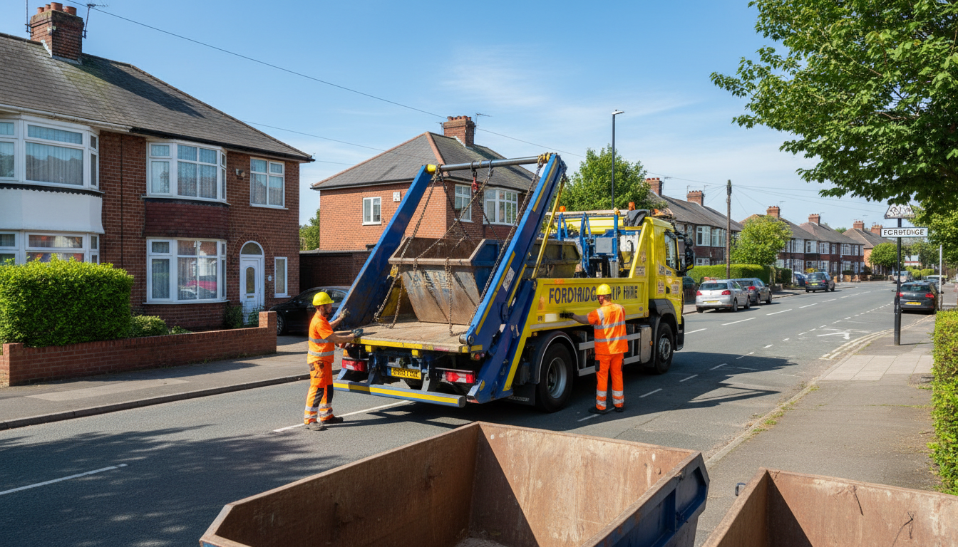 Professional Skip Hire team in Fordbridge loading waste into van