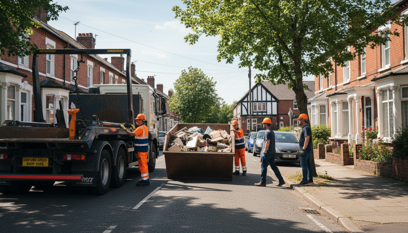 Professional Skip Hire team in Gosford Green loading waste into van