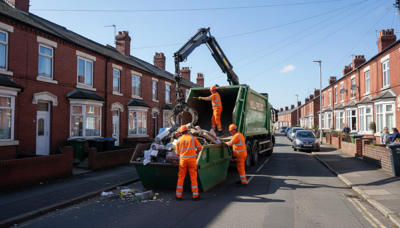 Professional Skip Hire team in Hillfields loading waste into van