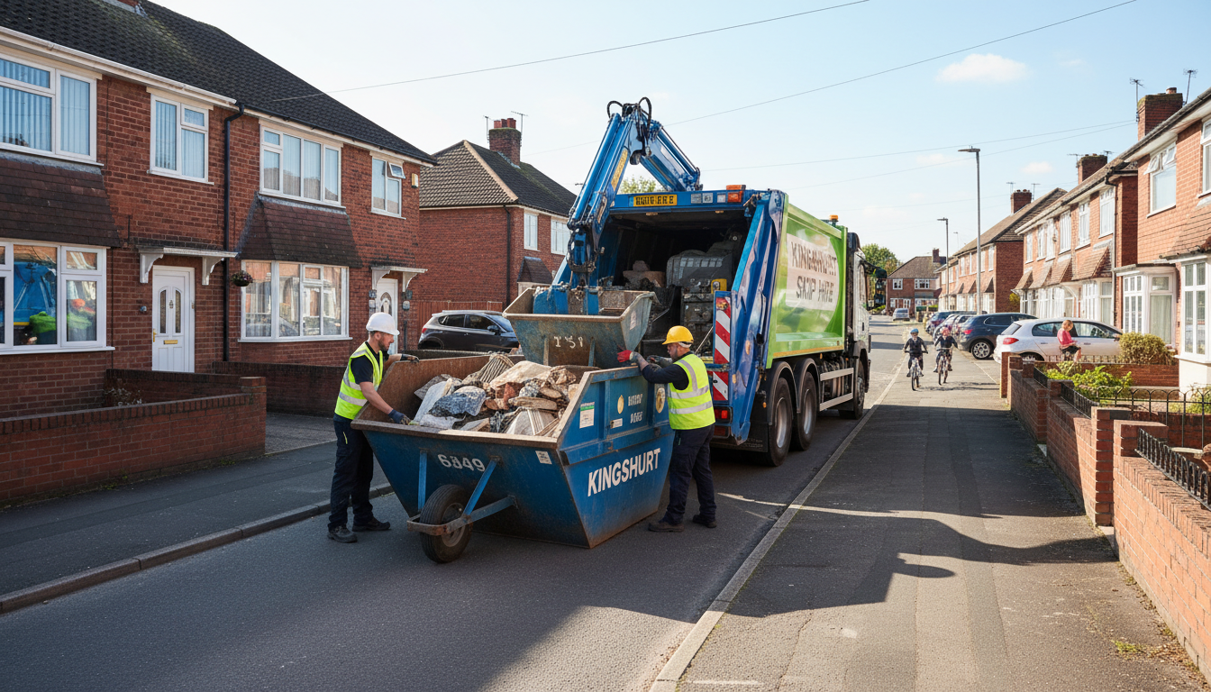 Professional Skip Hire team in Kingshurst loading waste into van