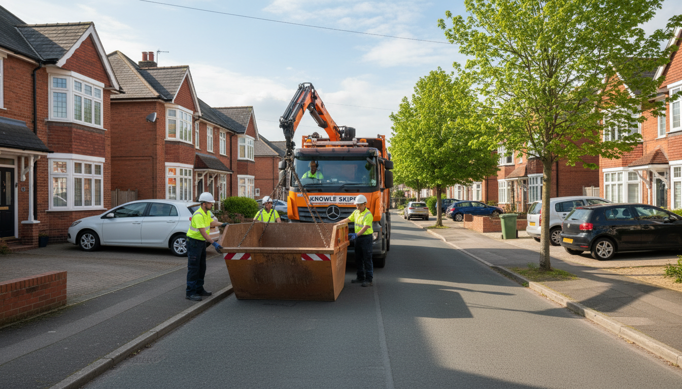 Professional Skip Hire team in Knowle loading waste into van